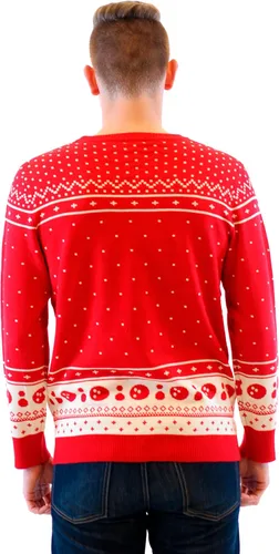 Vista 4 de The Big Lebowski The Dude Abides Ugly Christmas Sweater, Rojo