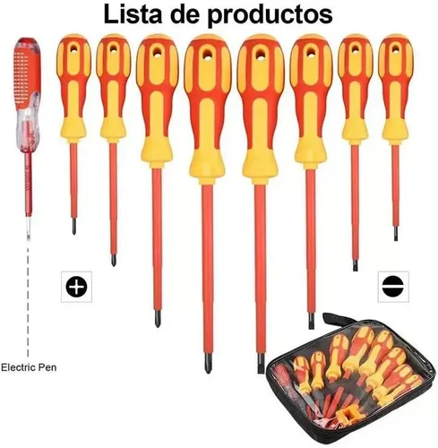 Vista 3 de 10-Piece Insulated Screwdriver Set, Magnetic Phillips Slotted Screwdrivers with Voltage Tester Pen & Magnetizer, Electrician & Home Repair Tool Kit