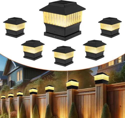 Vista 12 de Paquete de 4 luces solares para tapa de poste, modernas #2: se adapta a postes de vinilo de 4 x 4 y madera de 5 x 5 pulgadas, temperatura de 3