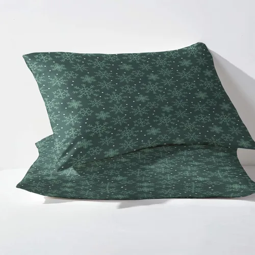 Vista 3 de Sábanas de Navidad con copos de nieve de Navidad tamaño individual, juego de ropa de cama con estampado, sábanas bajeras, encimeras y fundas