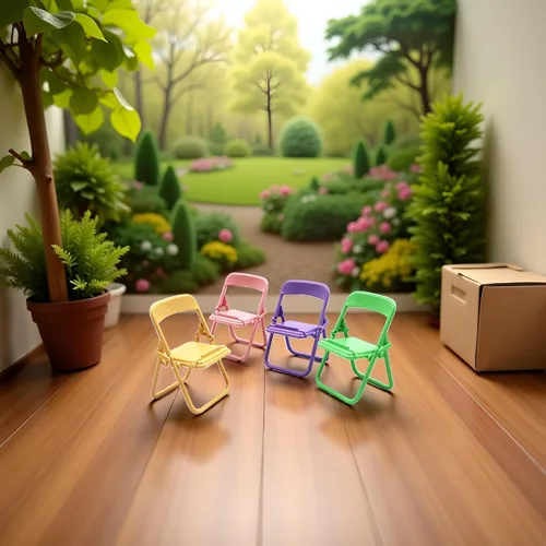 Vista 2 de Mini silla plegable de simulación, modelo de casa de muñecas, accesorios de silla plegable, casa de muñecas, accesorios de muebles de plástico