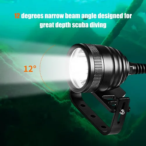 Vista 3 de WD70 - Luz de buceo con recipiente – Kit de linterna técnica de buceo ultra brillante de 3000 lúmenes con mango Goodman ajustable, 5 modos de luz