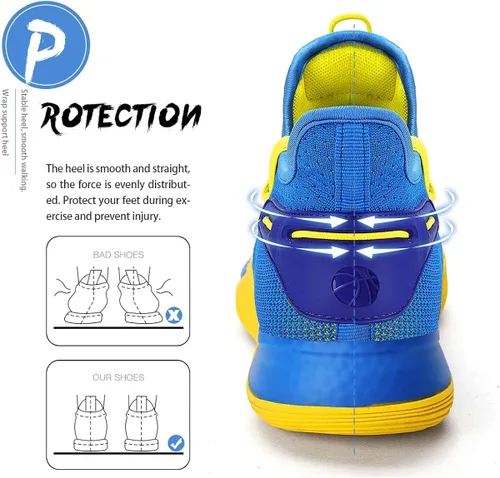 Vista 6 de WETIKE - zapatillas de básquetbol antideslizantes para niños y niñas, zapatillas para correr al aire libre (niños pequeñosniños grandes)
