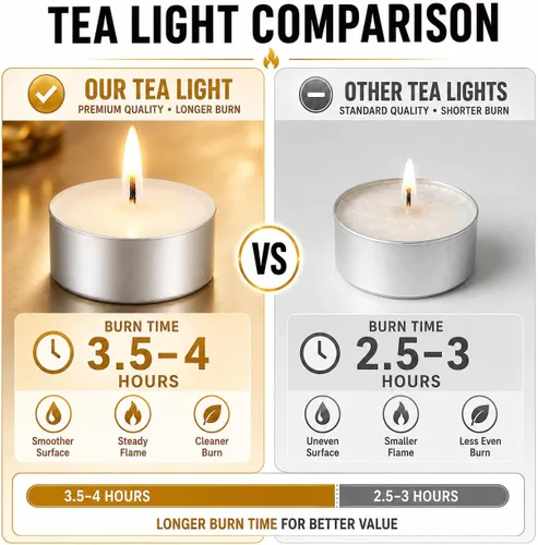 Vista 7 de Tealight Candles - Velas de té sin perfume, mini velas votivas con mecha de algodón para decorar el hogar, piscina, shabat, boda, emergencias, Blanco