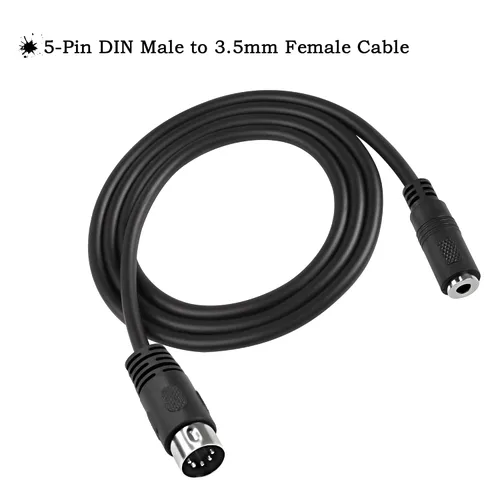 Vista 2 de MEIRIYFA Cable de audio DIN MIDI de 5 pines a TRS de 0.138 in, adaptador de cable de audio profesional TRS estéreo hembra a macho DIN de 5 pines