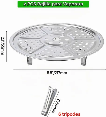 Vista 4 de Estante de vapor de acero inoxidable 2 piezas de 8.6 pulgadas para olla a presión instantánea