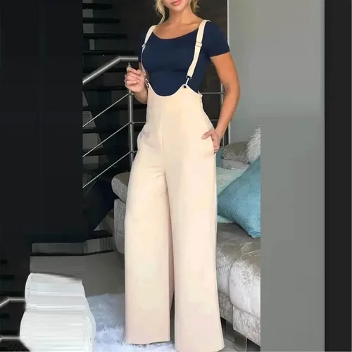 Vista 7 de Overol de lino holgado de moda para mujer, overol de algodón de encaje holgado