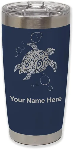 Vista 20 de LaserGram Vaso aislado al vacío de 20 onzas, tortuga marina hawaiana, grabado personalizado incluido (morado claro)