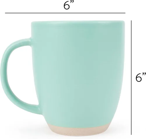 Vista 5 de Elanze Designs Paquete de 2 tazas de café de cerámica de 13 onzas con fondo de arcilla cruda, color verde menta Verde (Mint Green)