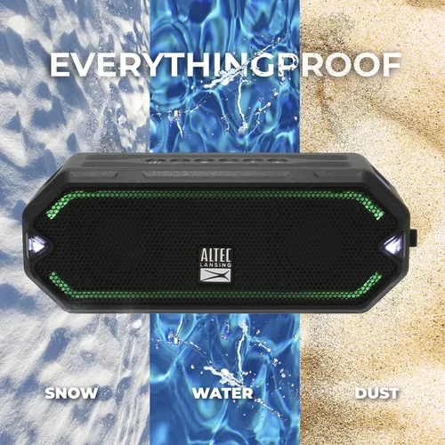 Vista 2 de Altec Lansing - Altavoz Bluetooth inalámbrico HydraJolt, altavoces portátiles impermeables con cargador de teléfono integrado y luces, todo a prueba
