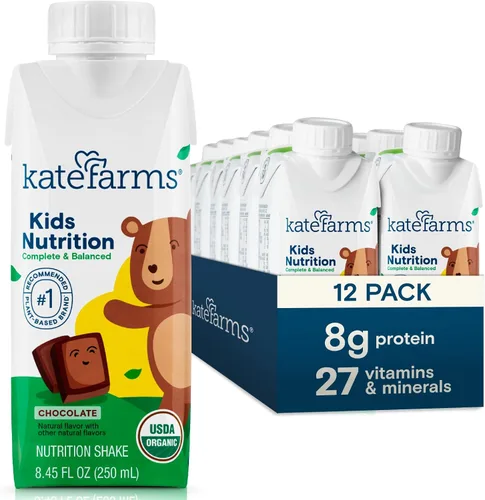 Vista 8 de KATE FARMS Batido de nutrición orgánica para niños, chocolate, 0.28 oz de proteína, 27 vitaminas y minerales, reemplazo de comida, sin gluten, sin