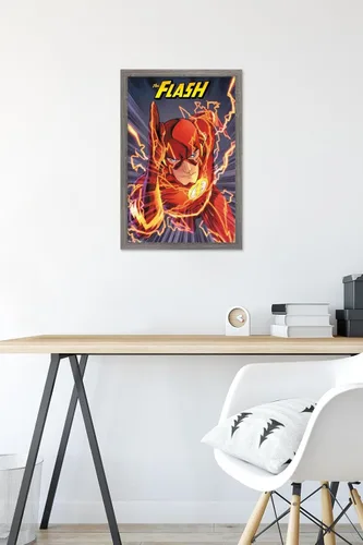 Vista 6 de Trends International DC Comics The Flash - Póster de pared de velocidad, 22.4 pulgadas de largo x 14.7 pulgadas, versión enmarcada de madera