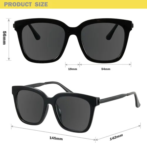 Vista 5 de mosanana Gafas de sol de gran tamaño para mujer estilo cuadrado de moda modelo DIVA