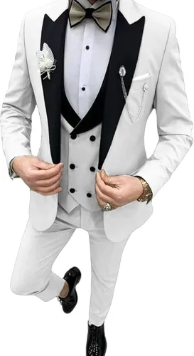 Vista 2 de Conjunto de traje para niños, esmoquin de 3 piezas para fiesta de boda