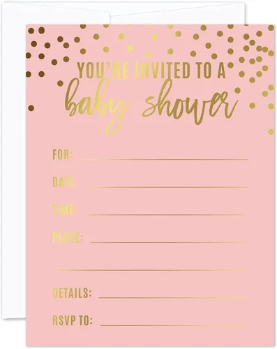 Vista 7 de Andaz Press Blush Rosa y Metallic Gold Confeti Lunares Baby Shower Party Collection Banderín colgante con cuerda, Baby Shower, 5 pies, 1 juego