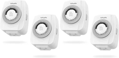 Vista 10 de TiFFCOFiO Temporizador de Enchufe Mecánico para Interiores, Temporizadores de 3 Clavijas para Tomas Eléctricas, Temporizador de Luz Enchufable