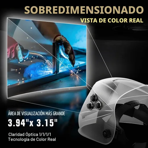 Vista 3 de TRQWH - Casco de soldadura con visión grande, oscurecimiento automático, con luz LED