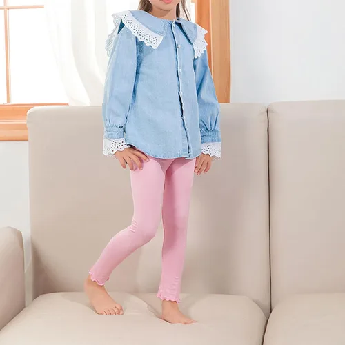 Vista 4 de Leggings básicos para niñas, paquete de 3 leggings de algodón básicos, leggings ajustados hasta el tobillo