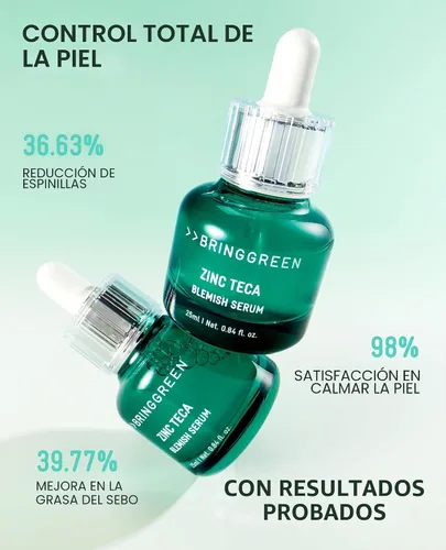Vista 6 de BRING GREEN ZINC TECA Serum con niacinamida Suero facial calmante para pieles sensibles, minimización de poros e hidratación Cuidado de la piel