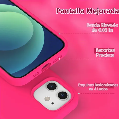 Vista 5 de Funda de silicona líquida compatible con iPhone 12/12 Pro, color Rosa fuerte