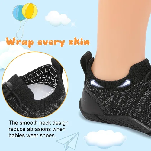 Vista 4 de FEETCITY Zapatos de bebé para niños y niñas, zapatos de primera caminata, zapatos de cuna, transpirables, ligeros, sin cordones