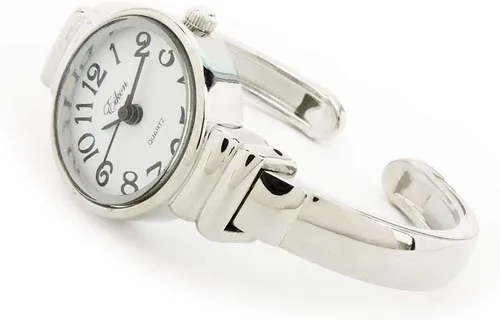 Vista 2 de Reloj de pulsera de pulsera de metal plateado para mujer de tamaño pequeño, plateado, Moderno
