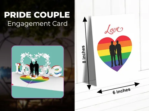 Vista 8 de iGifts And Cards Tarjeta desplegable 3D de corazón gay – Escultura floral Love is Love para el mes del orgullo, boda, aniversario y salida – Regalo