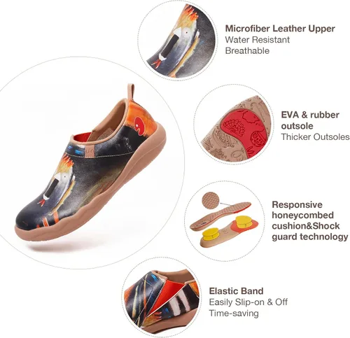Vista 4 de UIN Zapatos de viaje para caminar para hombre, sin cordones, de lona, informales, ligeros, cómodos y modernos, diseño de perritos felices Ahhhhh