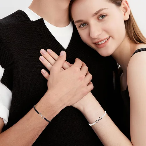 Vista 85 de 2 pulseras magnéticas para parejas, piedra natural negra mate, cristal para votos de amor eterno, juego de pulseras de cuentas de piedra de energía