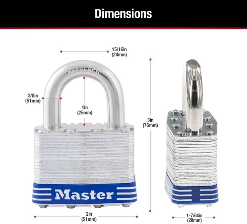 Vista 13 de Master Lock 5T - Candado para exteriores con llave, paquete de 2 unidades, color plateado