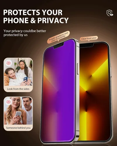 Vista 3 de PDDKISS Compatible con iPhone 13 Pro Max Protector de pantalla de privacidad/Protector de pantalla para iPhone 14 Plus de 6.7 pulgadas, degradado