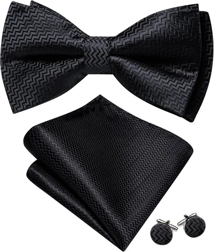 Vista 67 de Barry.Wang Pajarita de Rayas Paisley para Hombre de Seda Preatada Pañuelo de Bolsillo Gemelos Juego Formal Boda Fiesta Graduación