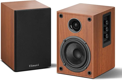 Vista 9 de Elimavi Powered Bluetooth Bookshelf Speakers, 4" Carbon Fiber Woofer, Black Negro
