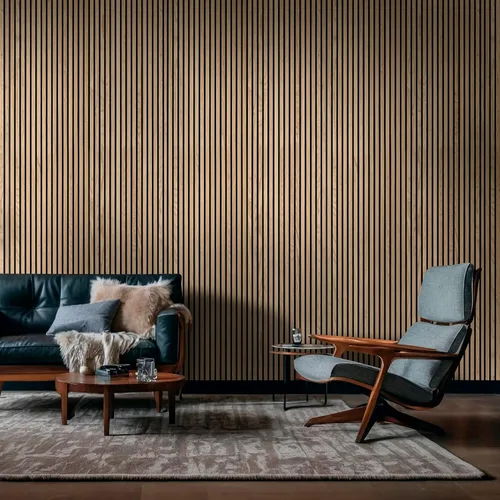 Vista 17 de MSI Paquete de 4 paneles de pared de listones de madera acústica para decoración de interiores, paneles de madera acanalados 3D que absorben