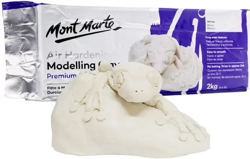 Vista 3 de Mont Marte Arcilla de modelado endurecida al aire blanca, 2 kg (4.4 lb). Tiempo de secado aproximado de 24 horas. Fácil de suavizar y amasar.