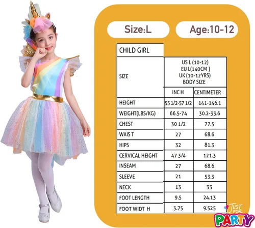 Vista 6 de Girls Princess Dress up Costume Kid Cosplay Party Dress, Rainbow Unicorn Dress Up Costume for Halloween
