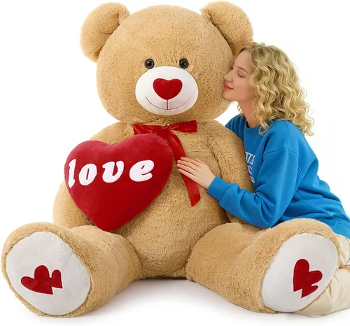 Vista 8 de MorisMos Oso de Peluche Gigante, Oso de 39 Pulgadas, Animales de Peluche Grandes con Huellas Grandes, Osos de Peluche de Regalo para Niños