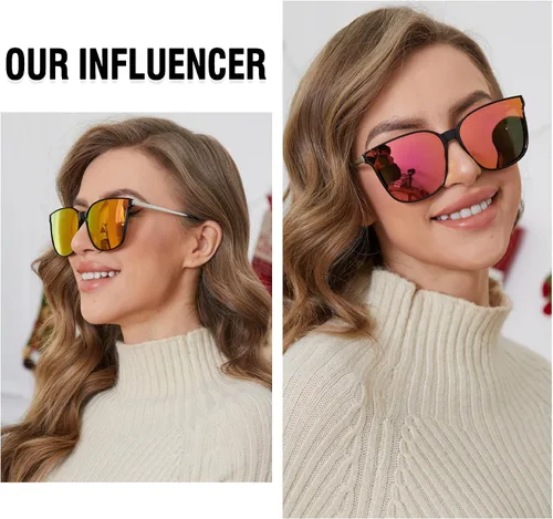 Vista 2 de Duco - Lentes de sol redondos vintage para mujeres y hombres con protección UV de moda para la playa