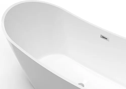 Vista 3 de 59 Inch Freestanding Bathtubs, White Acrylic Free Standing Bathtub, Modern Soaking Tub with Integrated Overflow & Chrome Drain for Bathroom Remodel
