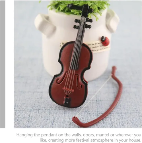 Vista 5 de ABOOFAN Colgante de violín miniatura de cuerda Mini colgante de violín instrumento musical adorno de árbol de Navidad decoración artesanal 16 piezas
