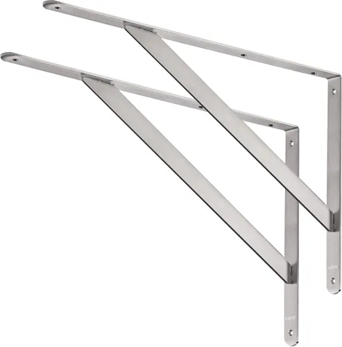 Vista 13 de YUMORE Soportes de estante de acero inoxidable de 16 pulgadas, soporte de estante sólido resistente, carga máxima: 550 libras, refuerzo de esquina