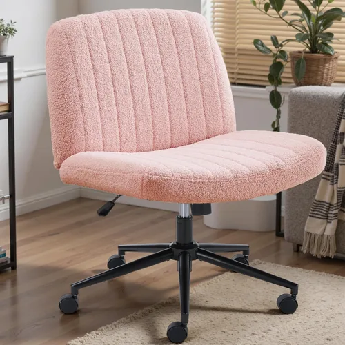 Vista 12 de DUMOS Criss Cross Chair, Cross Legged Vanity Chair, Home Office Beige
