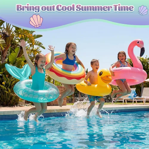 Vista 7 de MoKo Anillo de natación inflable, lindo flotador de piscina, decoración de tubo, tubos de natación, piscina al aire libre, playa, flotadores