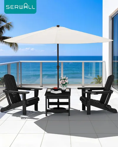 Vista 11 de SERWALL HDPE - Mesa auxiliar para exteriores con agujero para paraguas, color negro
