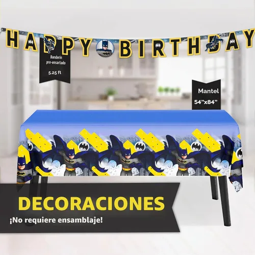 Vista 4 de Decoraciones de cumpleaños de Batman para fiesta con máscara de recuerdo