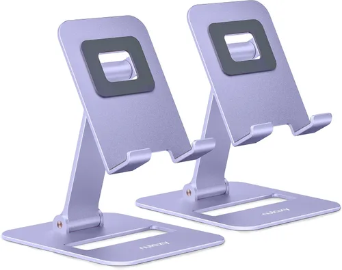 Vista 9 de Nulaxy Paquete de 2 soportes plegables dobles para teléfono celular, soporte de teléfono totalmente ajustable para escritorio, compatible con iPhone