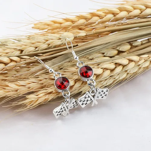 Vista 4 de Pulsera de banderas de carreras de regalo de corredor, aretes de bandera a cuadros, joyería para el día de la carrera, para carreras de automóviles