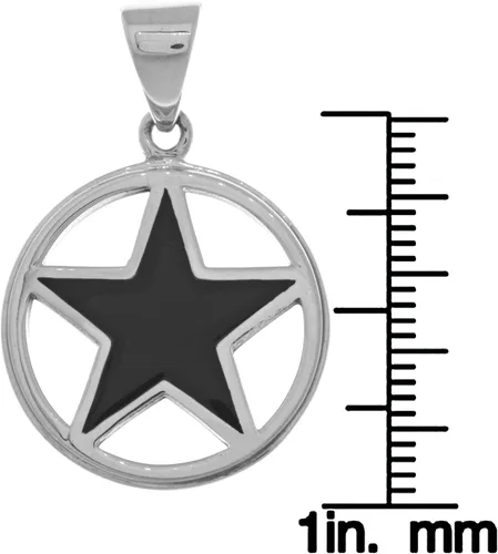 Vista 3 de Jewelry Trends Pentáculo Estrella Pentagrama Colgante de plata de ley creado Ónix Negro, Plata esterlina, ónix sintético