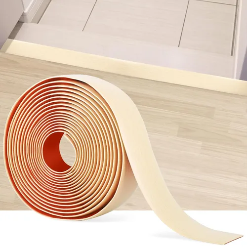 Vista 7 de Tira de transición de piso de 3.3 pies, autoadhesiva, cubierta de vinilo, tira de transición divisora plana, diseño de grano de madera para huecos