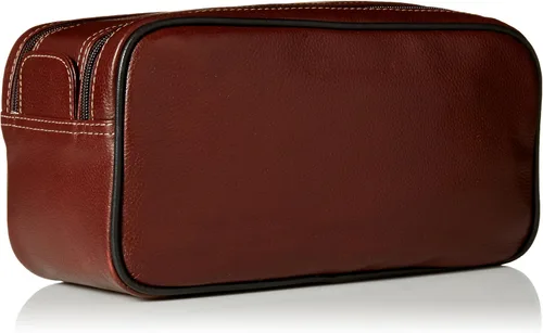 Vista 2 de Dopp Sillín de campo para hombre con cremallera múltiple, kit de viaje de cuero, Marrón